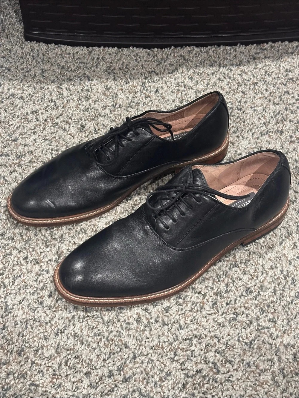 Aston Black Leather Lace-Up Slip-On Loafers